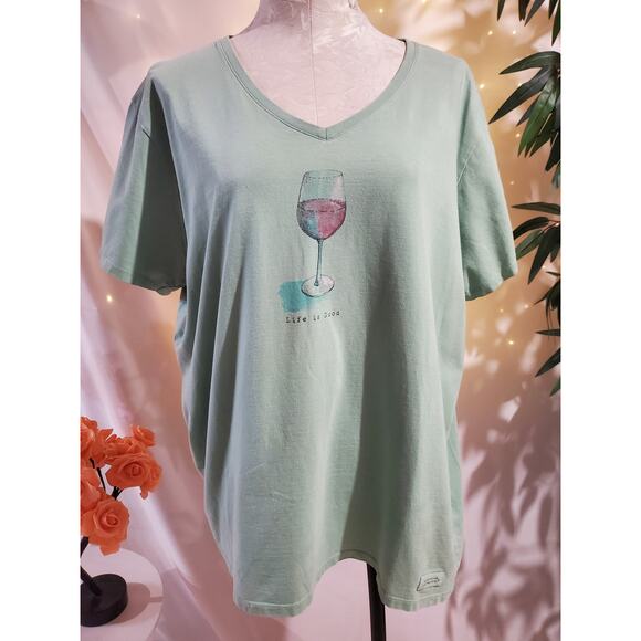 Life is Good Wine Classic Fit Crusher Tee Womens Plus XXL V-Neck Short Sleeve - Picture 1 of 8
